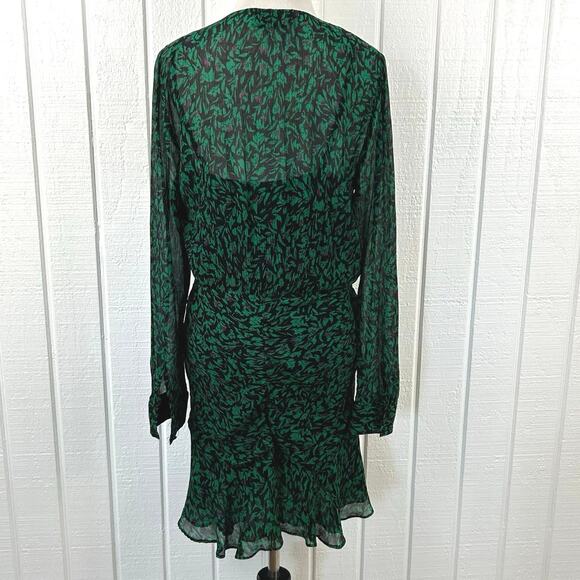 Berenice Paris Women Cocktail Holiday Long Sleeve Mini Dress Silk Green Small - Picture 7 of 9